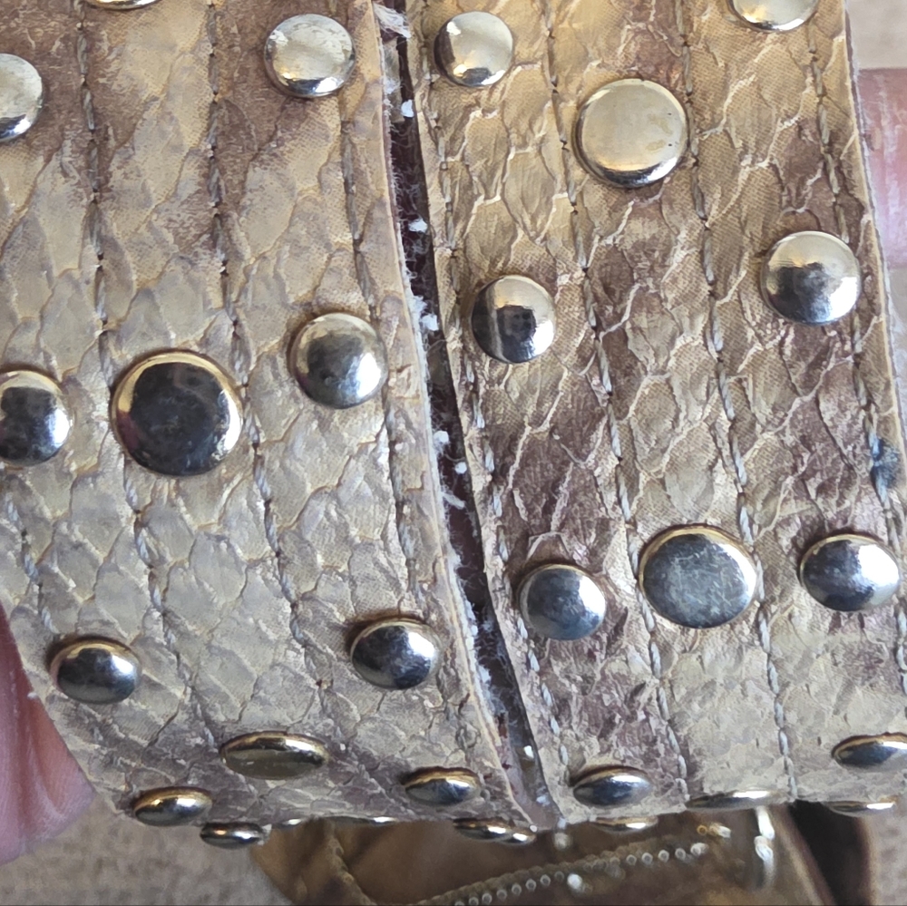 Y2K Metallic Gold Python Snake Embossed Bling Stu… - image 9